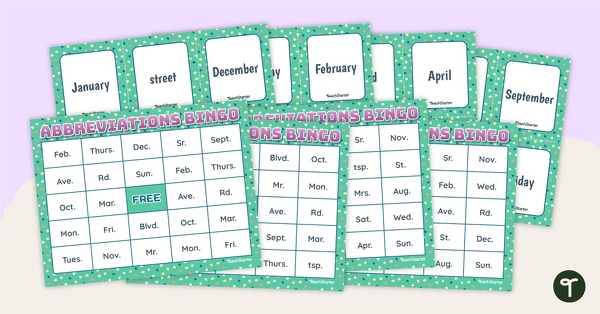 Go to Abbreviations Bingo teaching resource