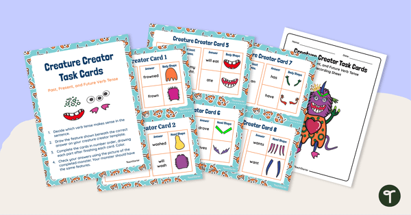 Go to Creature Creator - Verb Tense Task Cards teaching resource