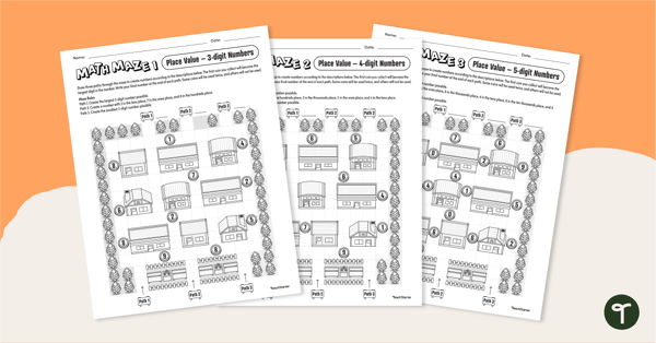 Go to Math Mazes (Place Value) teaching resource