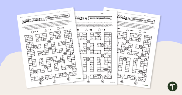 Go to Math Mazes (Multiplication and Division) teaching resource