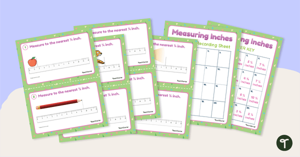 Go to Measuring to the Nearest 1/2 and 1/4 Inch Task Cards teaching resource