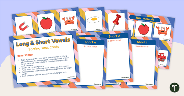 Go to Short and Long Vowel Sounds Sorting Center teaching resource