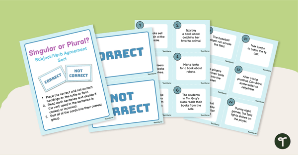 Go to Singular and Plural Subject-Verb Agreement Sort teaching resource