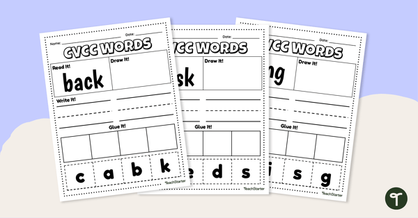 Go to CVCC Word Study Worksheet Pack teaching resource