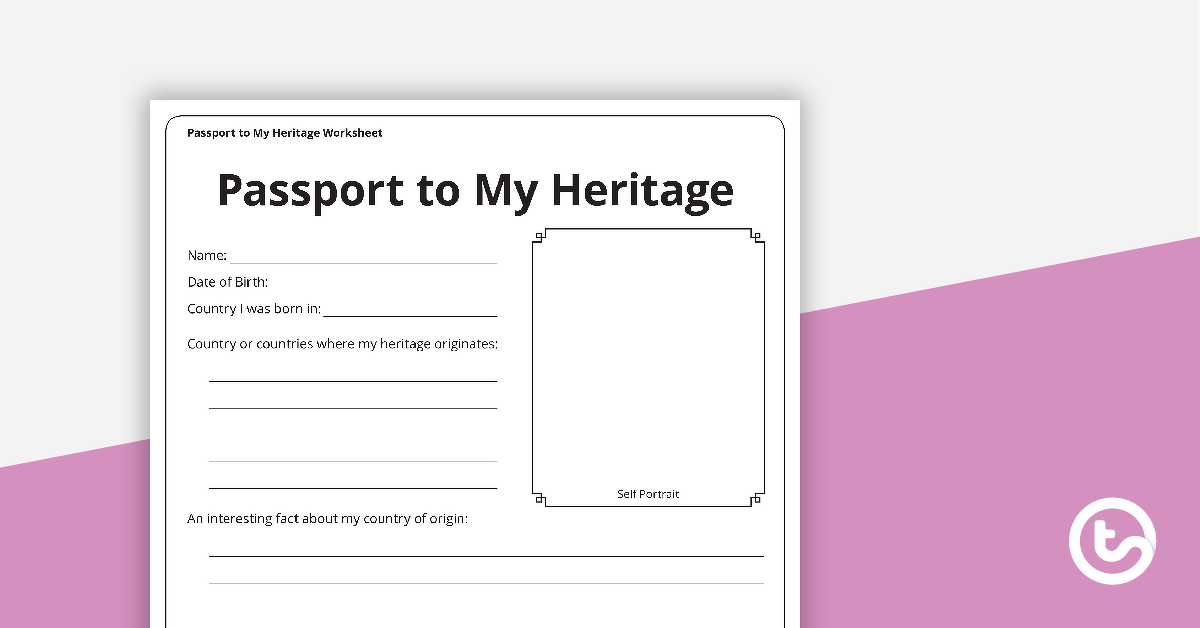 Passport To My Heritage Worksheet teaching-resource