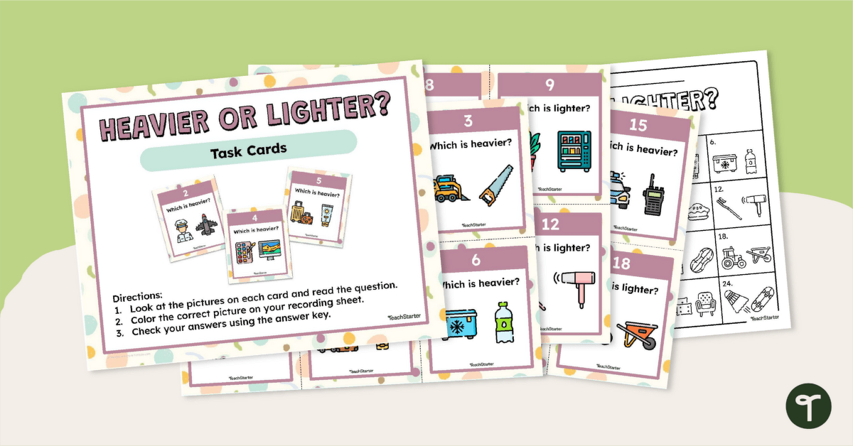 Heavier or Lighter Task Cards teaching-resource