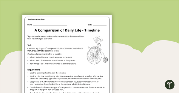 Go to A Comparison of Daily Life - Assessment Task teaching resource