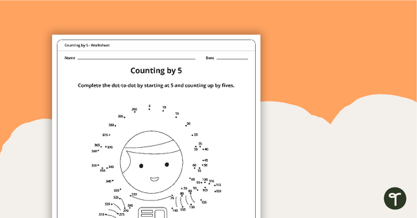 Go to Dot-to-Dot Drawing - Counting by 5 - Astronaut teaching resource