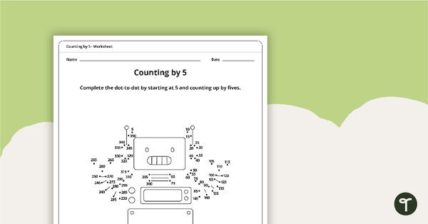 Go to Dot-to-Dot Drawing - Counting by 5 - Robot teaching resource