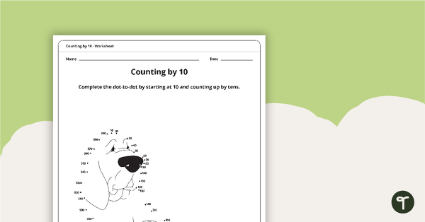 Go to Dot-to-Dot Drawing - Numbers by 10 - Dog teaching resource