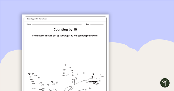 Go to Dot-to-Dot Drawing - Counting by 10 - Shark teaching resource