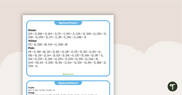 Go to Hundreds Board Mystery Picture Division Task Cards teaching resource