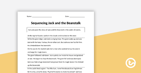 Go to Understanding Sequence - Jack and the Beanstalk teaching resource