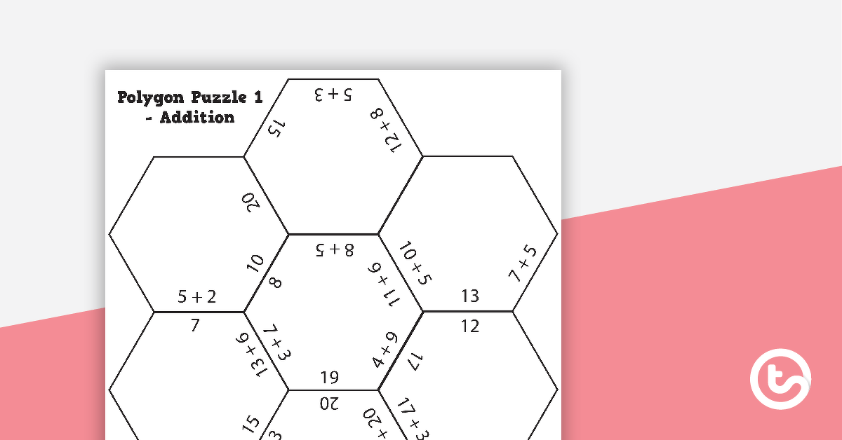 Polygon Puzzles - Addition Worksheets with Answers teaching-resource