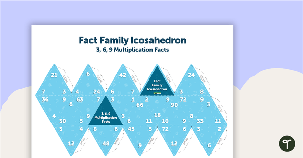 Go to Fact Family Icosahedron (3, 6, 9 Multiplication and Division Facts) teaching resource