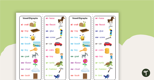 Go to Vowel Digraphs Bookmarks teaching resource