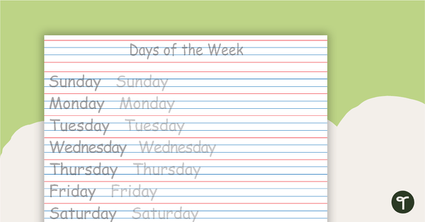 Go to Handwriting Sheet - Days of the Week teaching resource