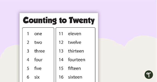 Go to Counting to Twenty in Word Form - Poster teaching resource