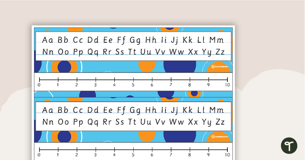 Go to Desk Plate Alphabet and Number Line - No Name - 0-10 - Spots - Mixed Colours teaching resource