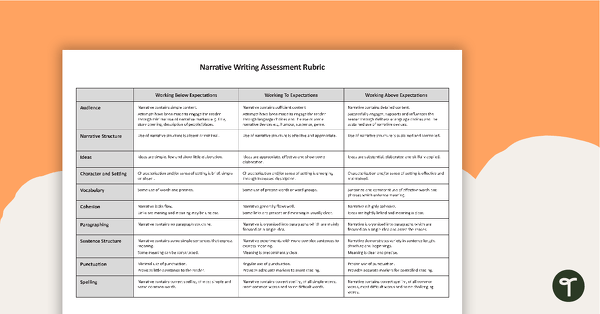 Go to Assessment Rubric - Narrative Writing teaching resource