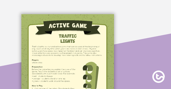 Go to Traffic Lights Active Game teaching resource