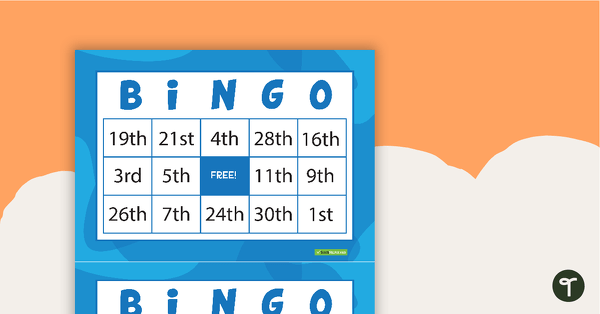 Go to Ordinal Numbers Bingo Cards teaching resource