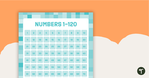 Go to Aqua - Numbers 1 to 120 Chart teaching resource