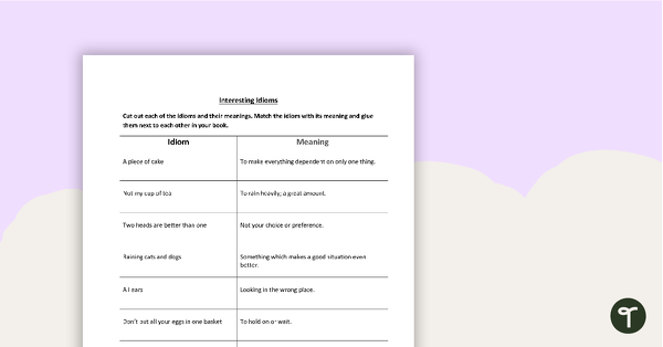 Go to Interesting Idioms Worksheet teaching resource
