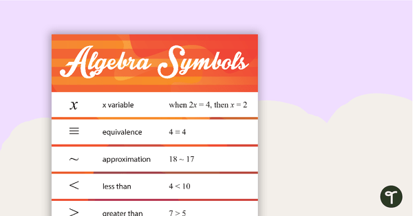 Go to Algebraic Symbols - Poster teaching resource