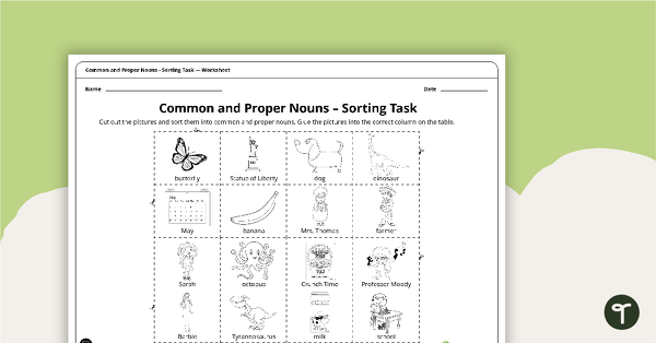 Go to Common and Proper Nouns - Sorting Task teaching resource