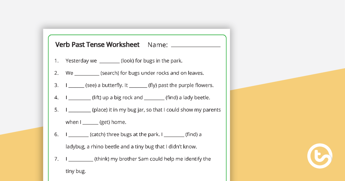 Verb Past Tense Worksheet teaching-resource