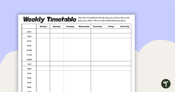 Go to Leisure and Recreation - Weekly Timetable teaching resource