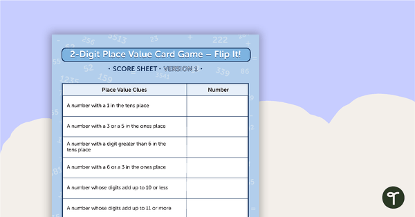 Go to 2-Digit Place Value Card Game - Flip It! teaching resource