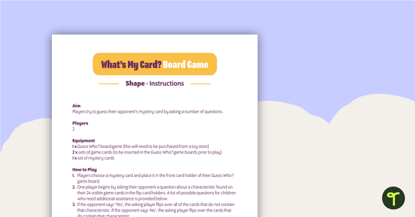 Go to What's My Card? Shape Board Game teaching resource