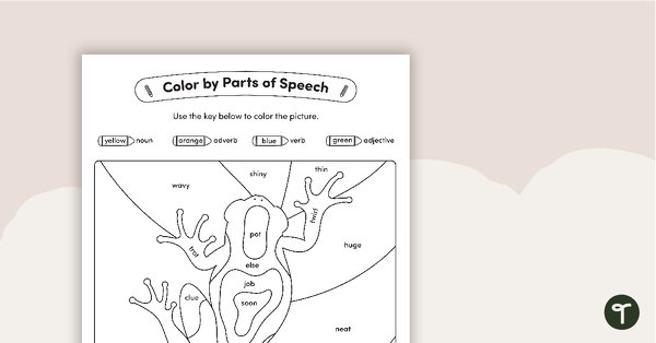 Go to Color by Parts of Speech - Nouns, Verbs, Adjectives, Adverbs - Frog teaching resource