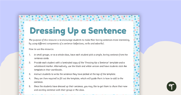 Go to Dressing Up A Sentence Activity teaching resource