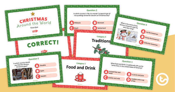 Go to Christmas Around the World Trivia Quiz – PowerPoint teaching resource