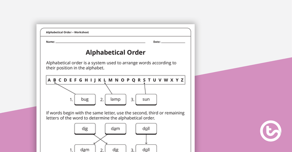 Go to Alphabetical Order – Worksheet teaching resource