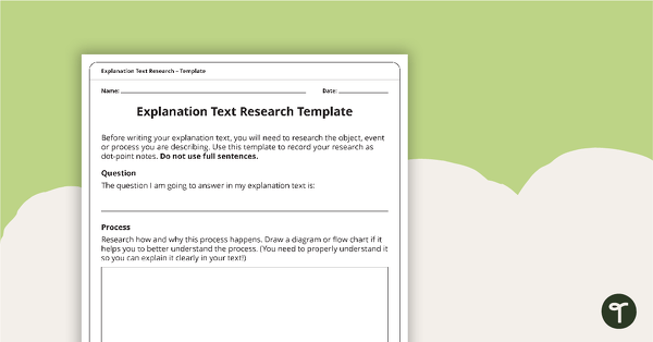 Go to Explanation Text Research Template teaching resource