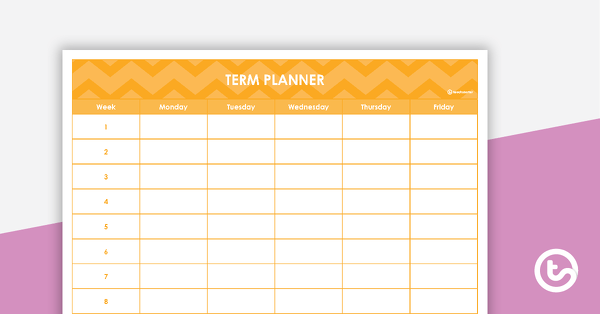 Go to Editable Yellow Chevrons Themed 9, 10 and 11 Week Term Planners teaching resource