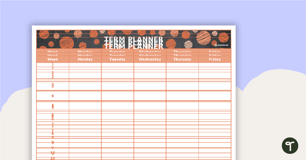 Go to Editable Orange Chalkboard Themed 9, 10 and 11 Week Term Planners teaching resource