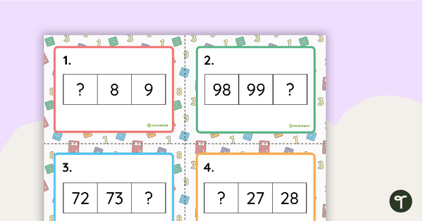 Go to What's Missing? - One More, One Less Task Cards teaching resource