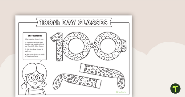 Go to 100 Days at School Glasses Template teaching resource