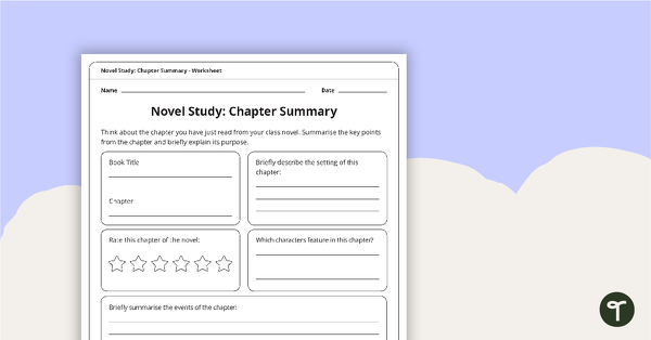 Go to Novel Study - Chapter Summary Worksheet teaching resource