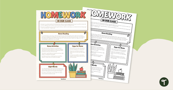 Go to Homework Information Sheet - Editable Template teaching resource