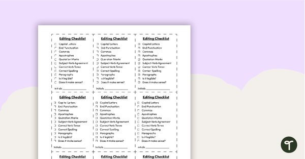 Go to Editing Checklist for Students teaching resource