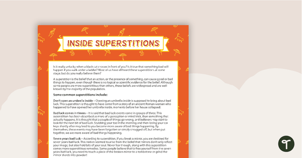 Go to Comprehension - Inside Superstitions teaching resource