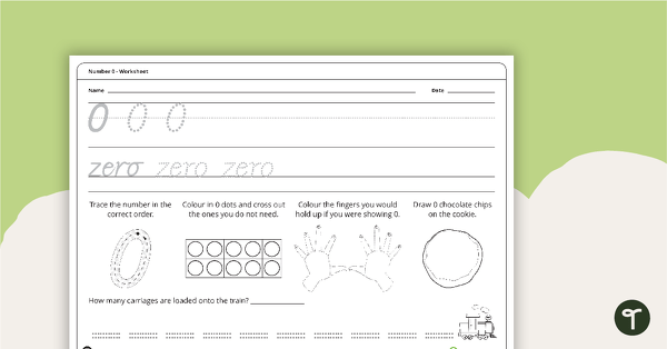 Go to Number Worksheet - 0 teaching resource