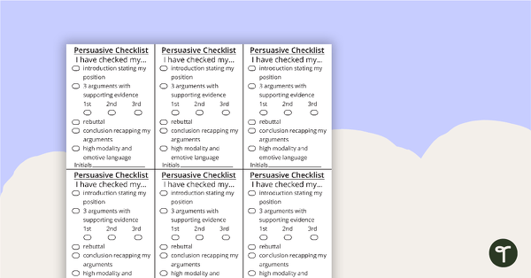 Go to Persuasive Writing Checklist teaching resource