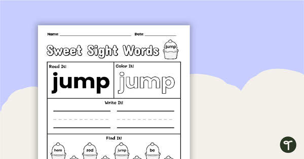 Go to Sweet Sight Words Worksheet - JUMP teaching resource